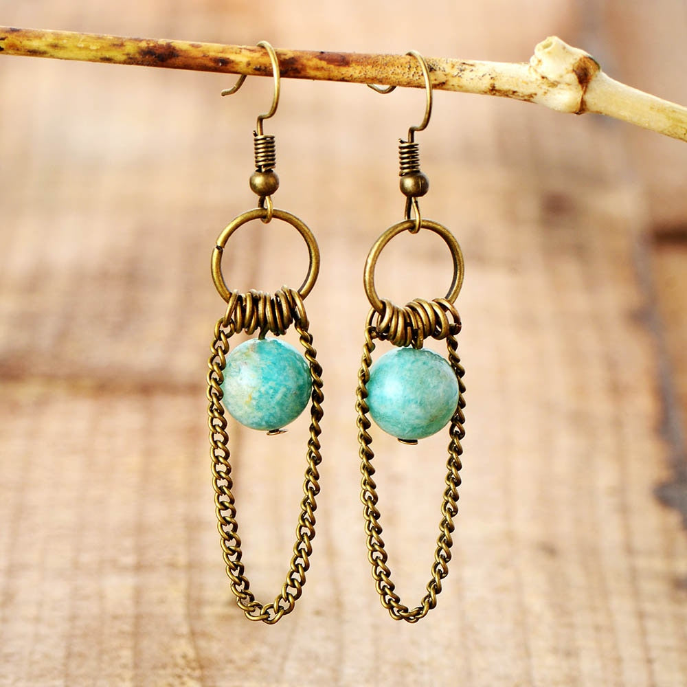 Boucles d'oreilles "Pouvoir" en Amazonite Ma boutique