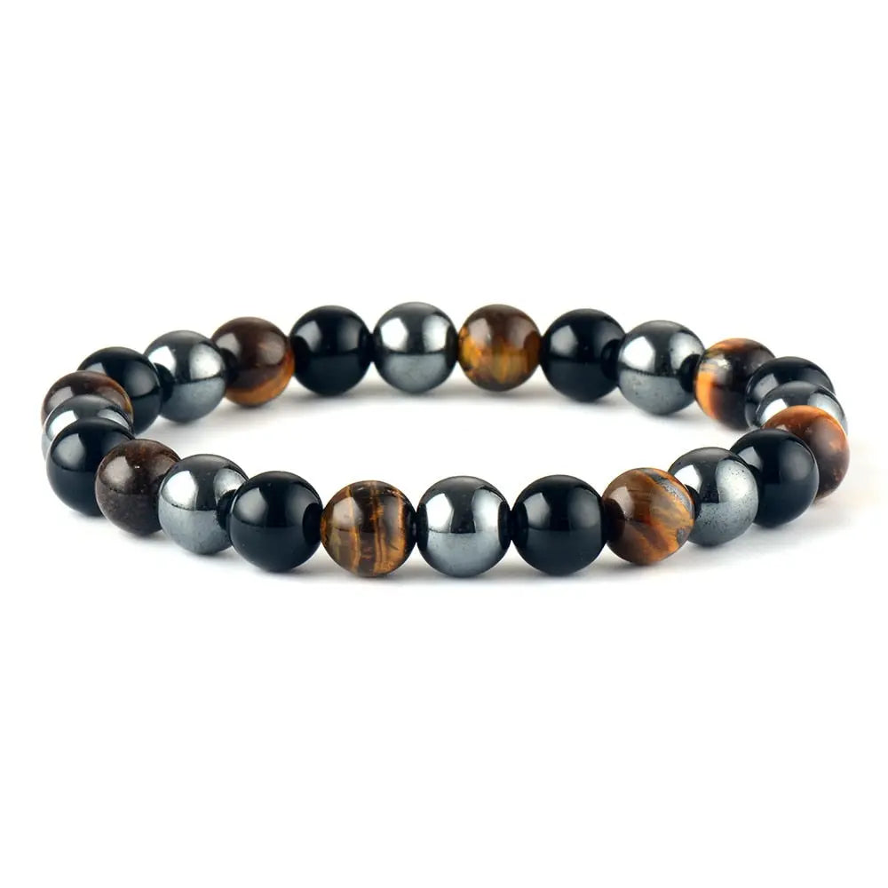 Bracelet en Œil de tigre, Agate noire et Hématite Ma boutique