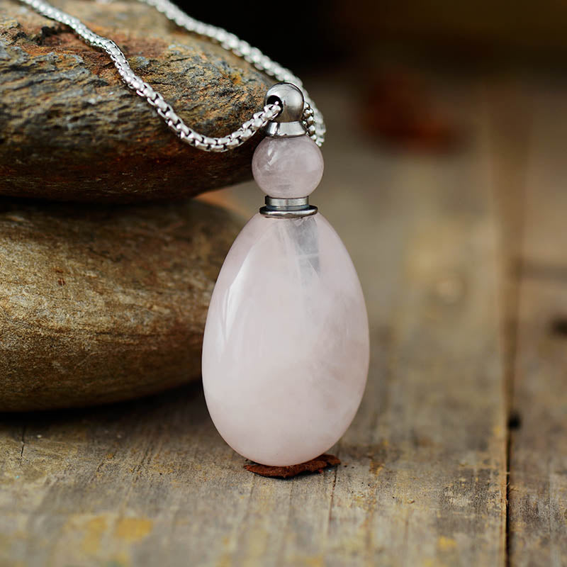 Collier diffuseur de parfum en Quartz rose Ma boutique