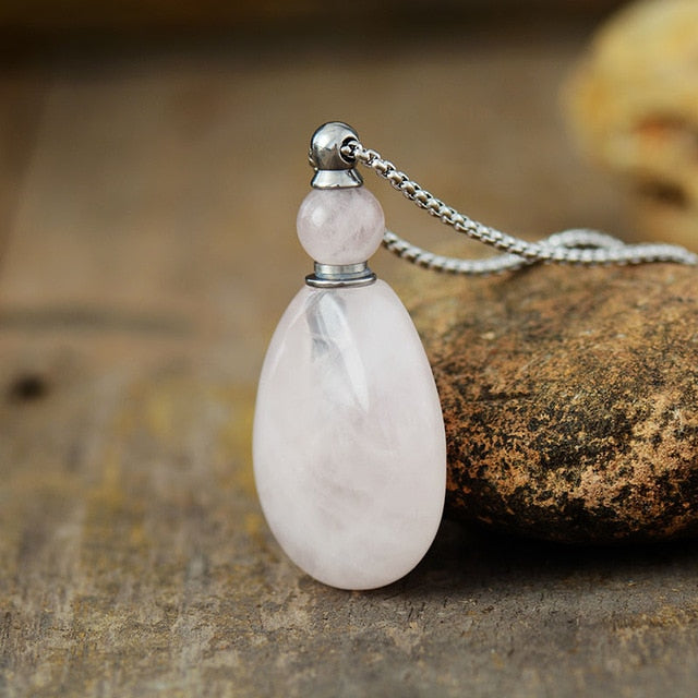 Collier diffuseur de parfum en Quartz rose Ma boutique