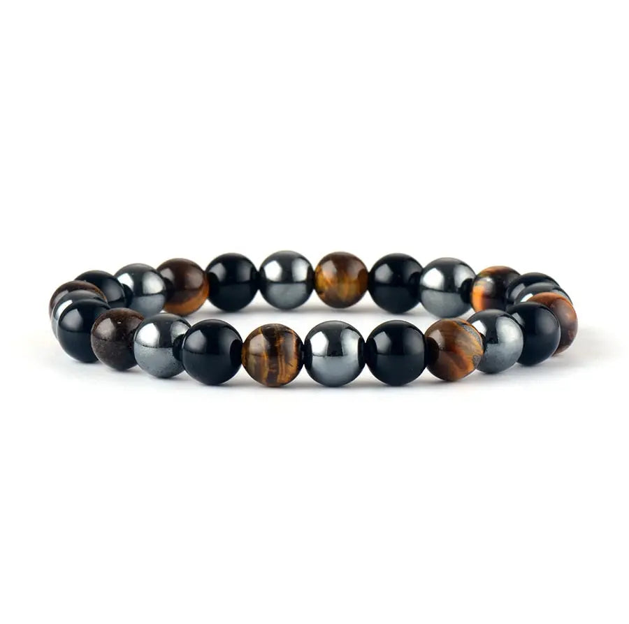 Bracelet en Œil de tigre, Agate noire et Hématite Ma boutique