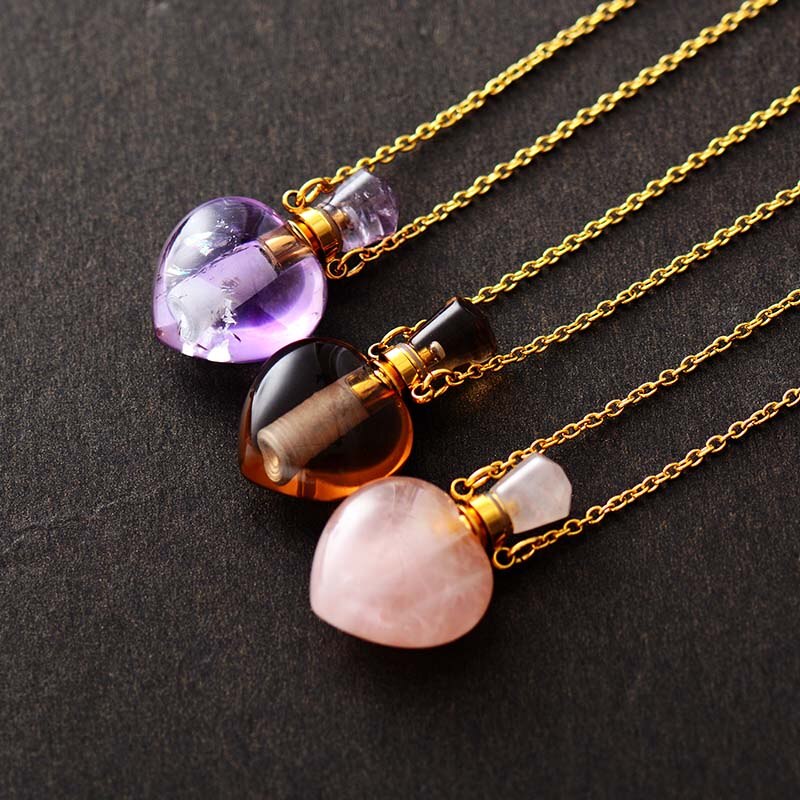 Collier diffuseur de parfum en Améthyste / Quartz rose / Quartz fumé Ma boutique