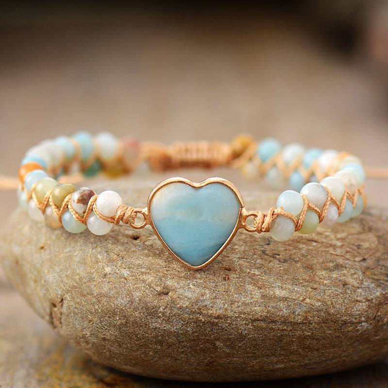 Bracelet wrap "Cœur de l'océan" en Amazonite Ma boutique