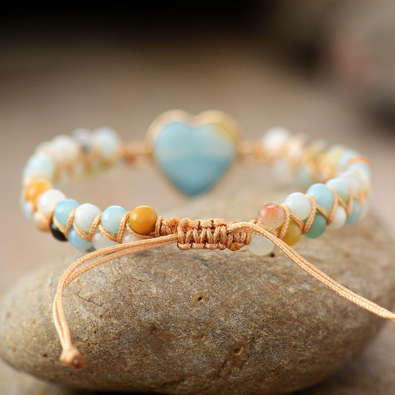 Bracelet wrap "Cœur de l'océan" en Amazonite Ma boutique