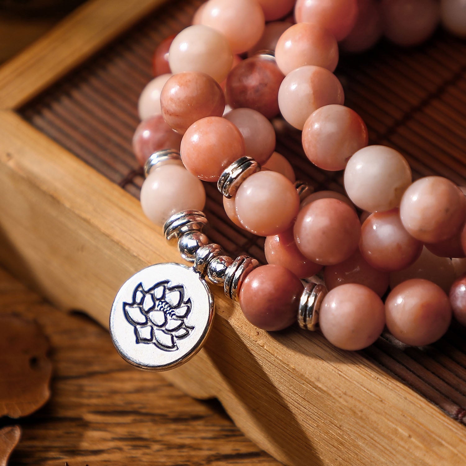 Bracelet mala en Aventurine rose Ma boutique