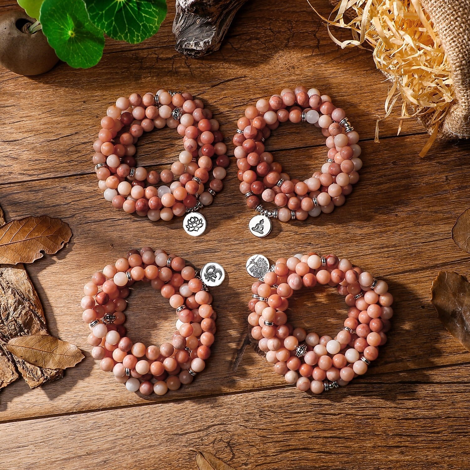 Bracelet mala en Aventurine rose Ma boutique