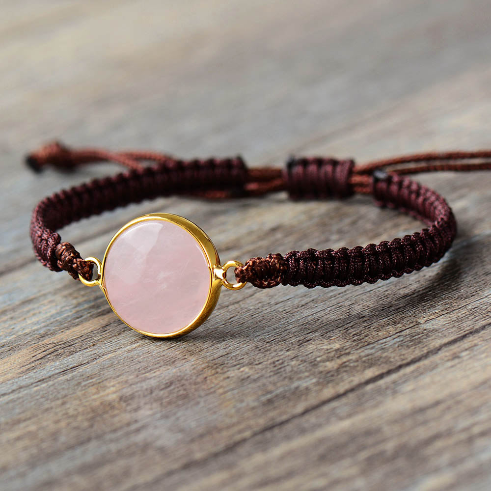 Bracelet "Paix" en Quartz rose Ma boutique