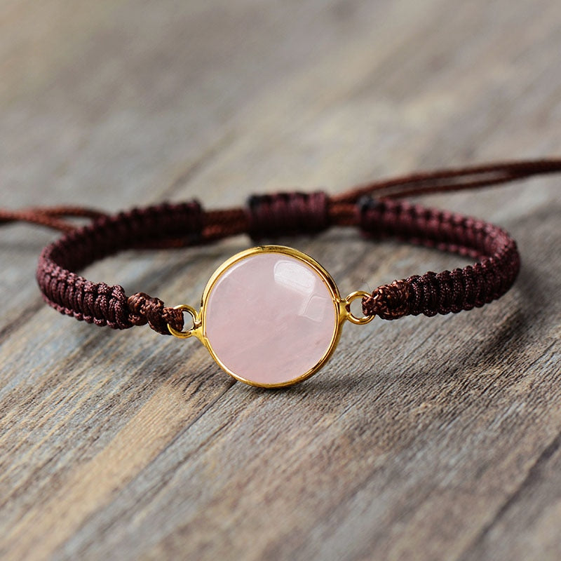 Bracelet "Paix" en Quartz rose Ma boutique