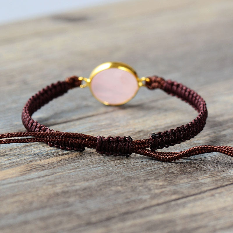 Bracelet "Paix" en Quartz rose Ma boutique