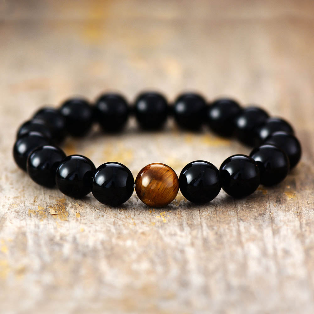 Bracelet en Œil de tigre et Onyx Ma boutique