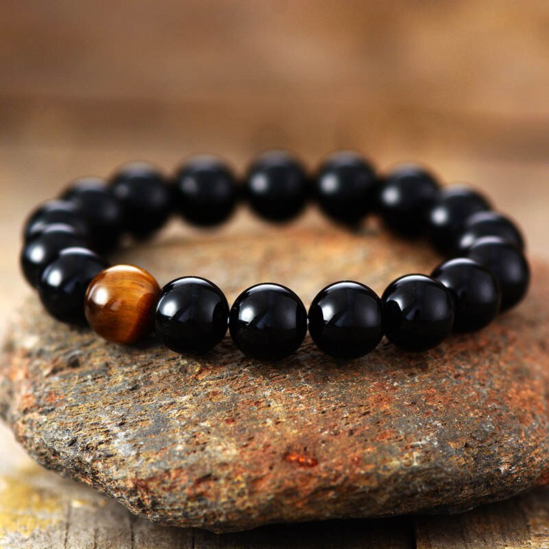 Bracelet en Œil de tigre et Onyx Ma boutique