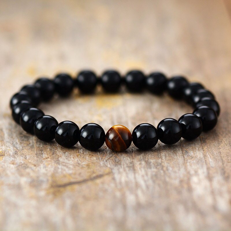 Bracelet en Œil de tigre et Onyx Ma boutique