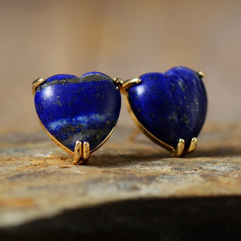 Boucles d'oreilles "Cœur" en Lapis-lazuli Ma boutique