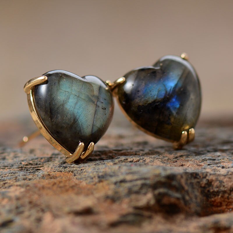 Boucles d'oreilles "Cœur" en Labradorite Ma boutique