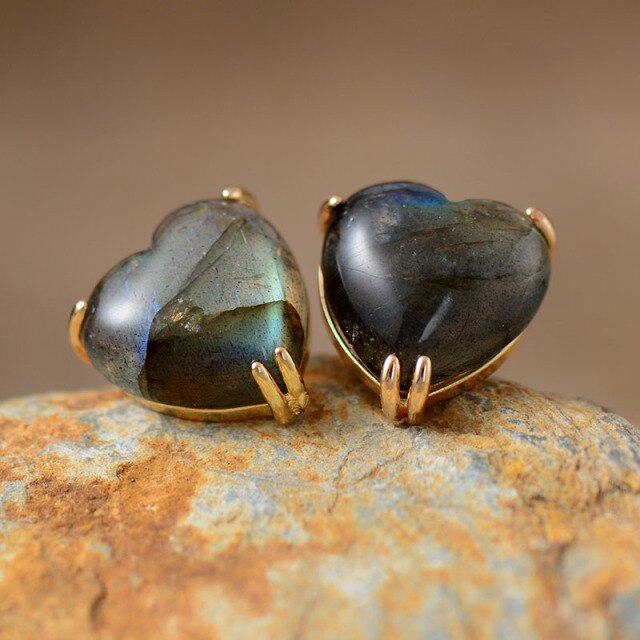 Boucles d'oreilles "Cœur" en Labradorite Ma boutique