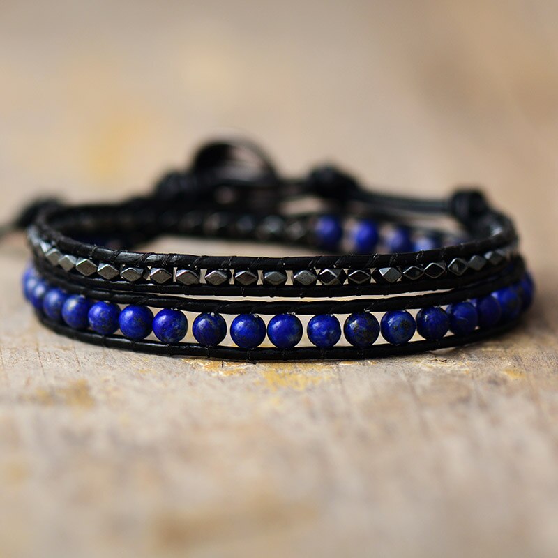 Bracelet wrap "Rigueur" en Lapis-lazuli Ma boutique