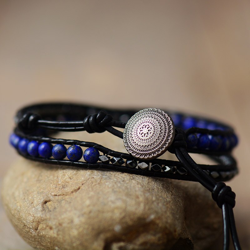 Bracelet wrap "Rigueur" en Lapis-lazuli Ma boutique