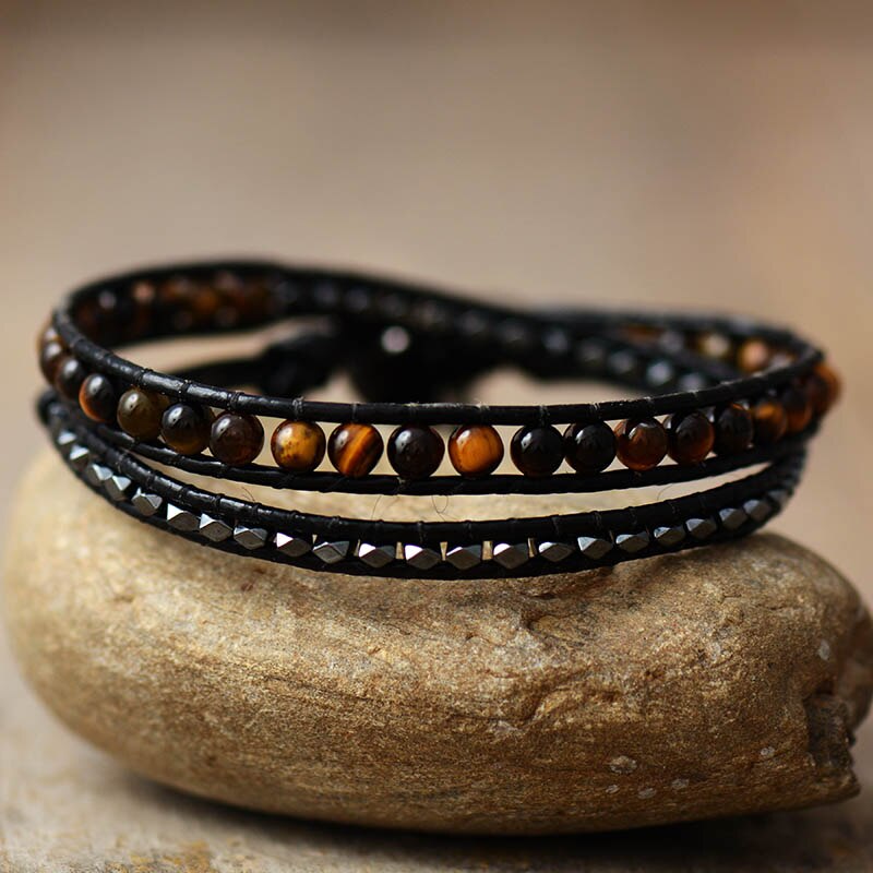 Bracelet wrap "Influence" en Œil de tigre Ma boutique