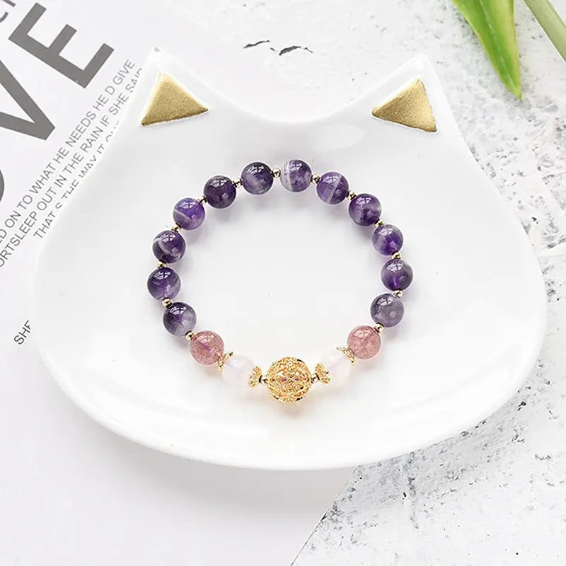 Bracelet en Améthyste, Quartz rose et Pierre de lune Ma boutique