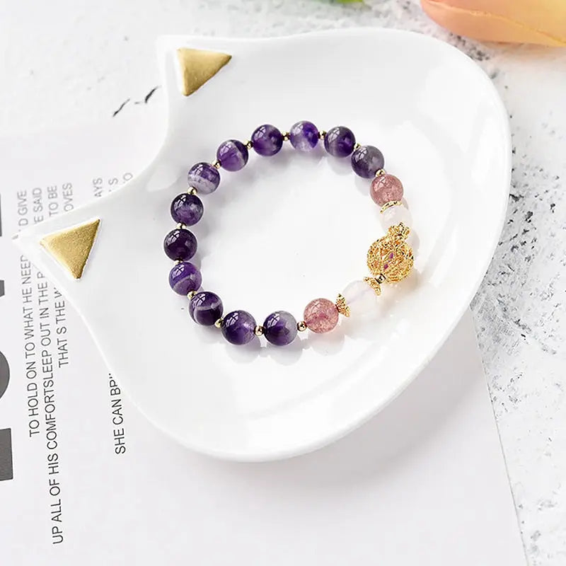 Bracelet en Améthyste, Quartz rose et Pierre de lune Ma boutique