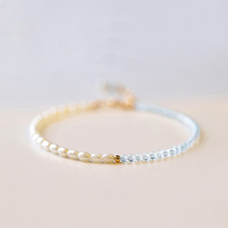 Bracelet en Aigue-Marine et perle d'eau douce Ma boutique