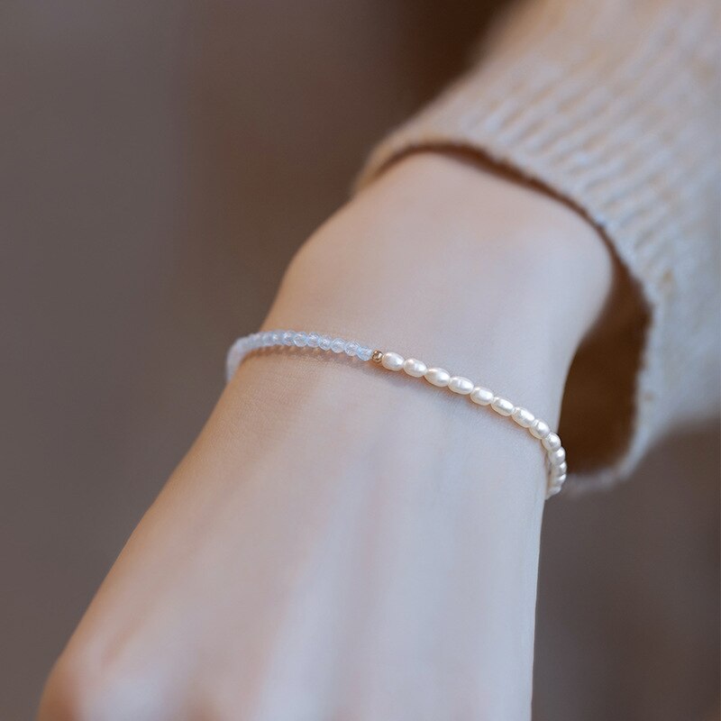 Bracelet en Aigue-Marine et perle d'eau douce Ma boutique