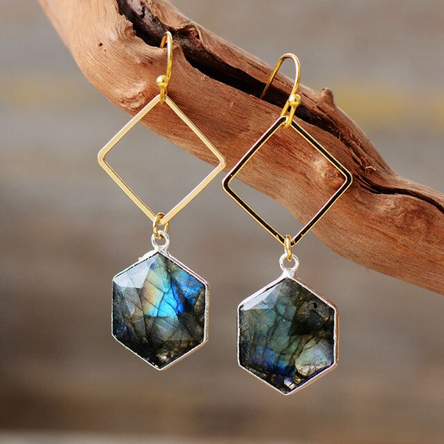 Boucles d'oreilles "Symbiose" en Labradorite Ma boutique