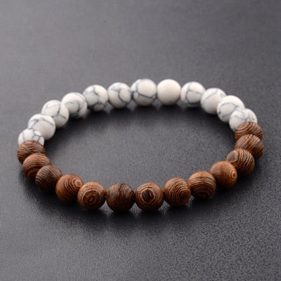 Bracelet "Confiance" en Howlite et Bois naturel Ma boutique