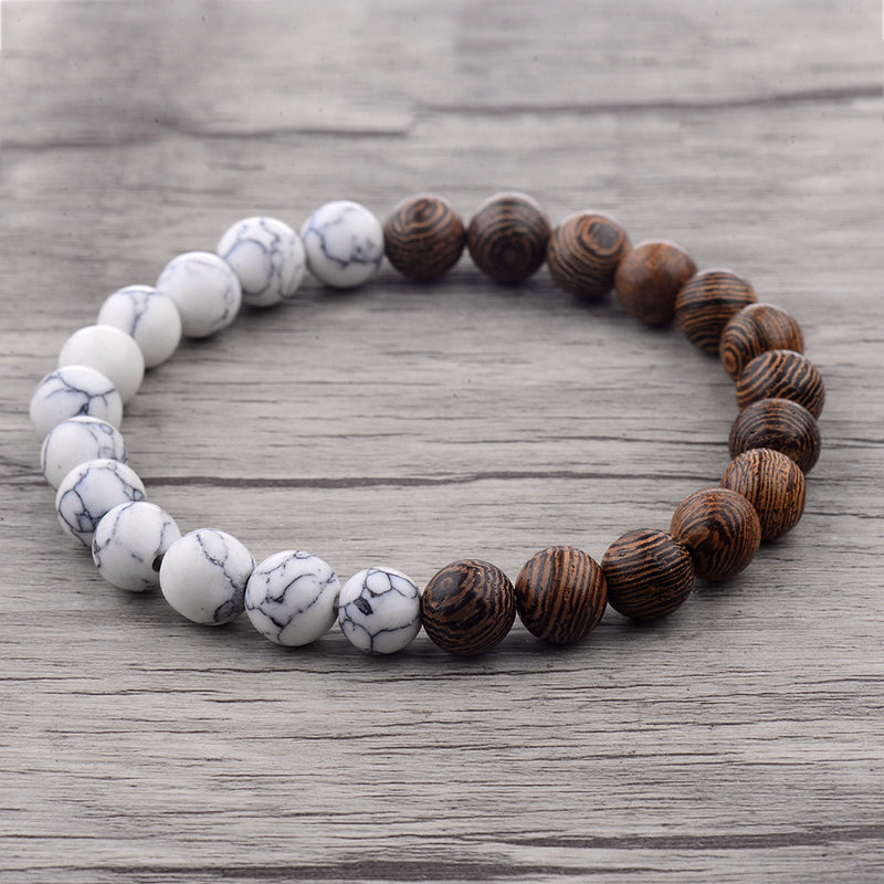 Bracelet "Confiance" en Howlite et Bois naturel Ma boutique