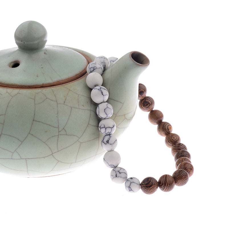 Bracelet "Confiance" en Howlite et Bois naturel Ma boutique