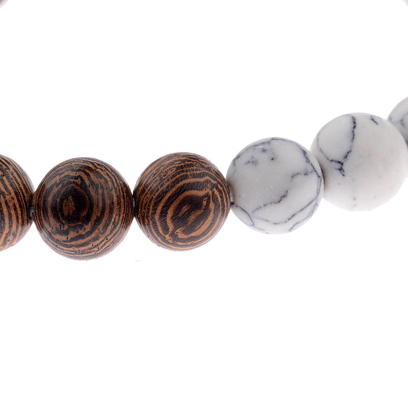 Bracelet "Confiance" en Howlite et Bois naturel Ma boutique