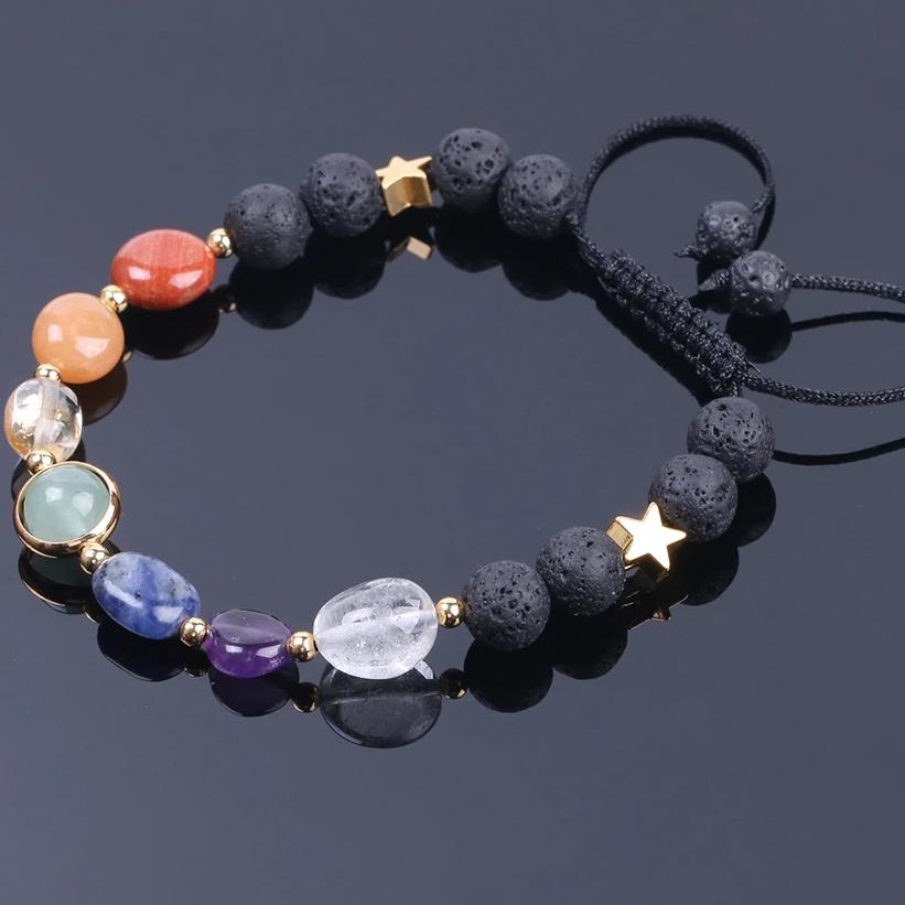 Bracelet à lacets 7 Chakras Pierres de lave Ma boutique