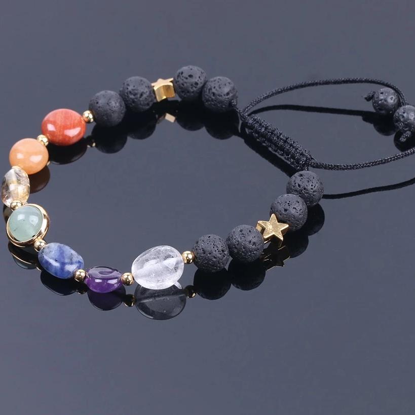 Bracelet à lacets 7 Chakras Pierres de lave Ma boutique