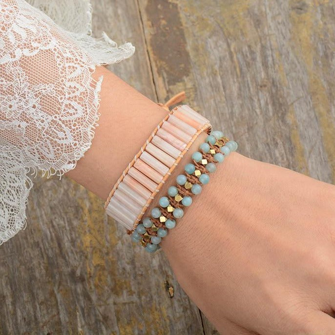 Bracelet wrap "Existence" en Amazonite Ma boutique