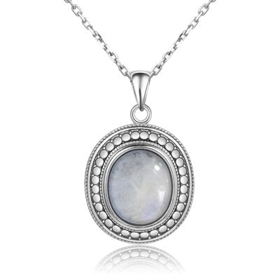 Collier de Féminité en Pierre de Lune 10 x 12 mm Bijoux d'âmes