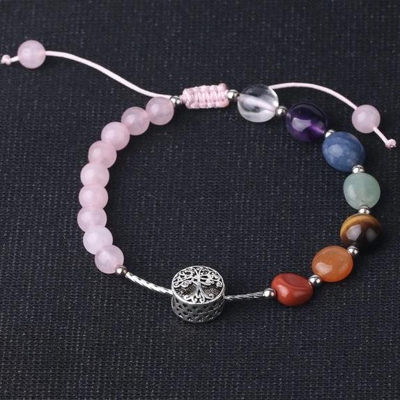 Bracelet en Quartz rose et 7 Chakras Ma boutique