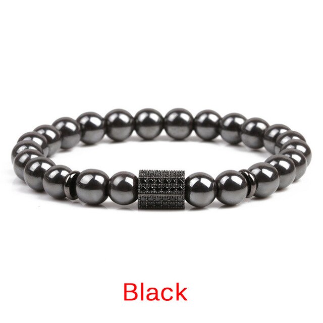 Bracelet en Hématite et charme cube long noir Ma boutique