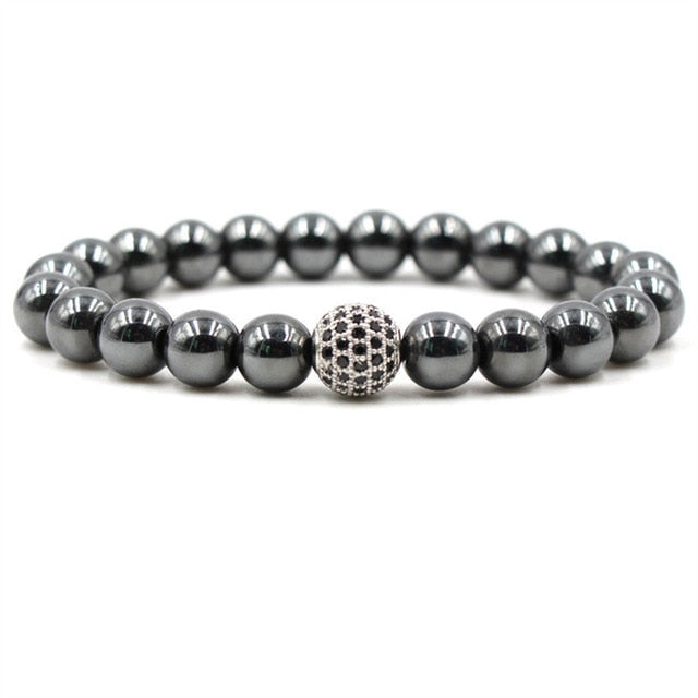 Bracelet en Hématite et charme sphère argent Ma boutique